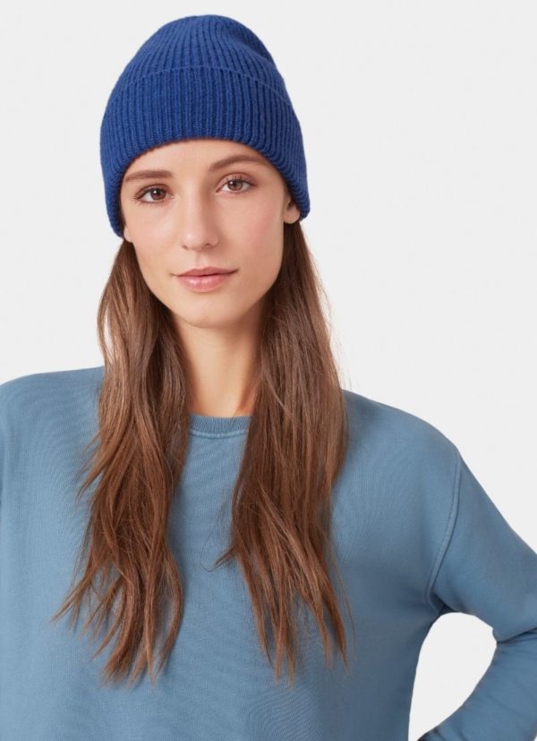 Bonnet en laine 100% mérinos Woolmark et Oeko-tex Royal Blue bonnet basic cotelé laine merinos qualité personal shopper