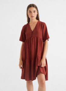 Robe oversize rouge en chanvre certifiée Fairtrade fresia évasée en bas robe ample box vetement femme
