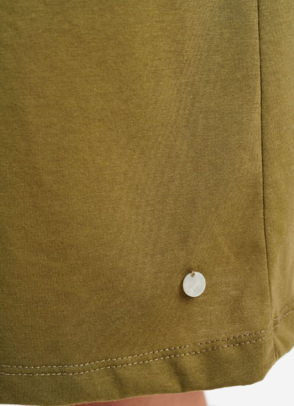 Robe vert olive en coton biologique nudidi detail en metal personal shopper vetement ethique
