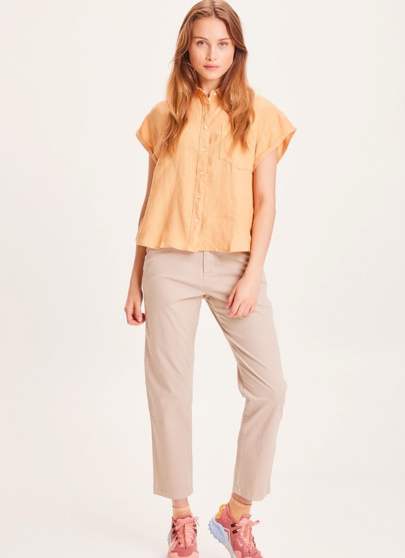 Chino beige en coton bio certifié GOTS Willow longueur 7/8eme box vetement femme mode bio