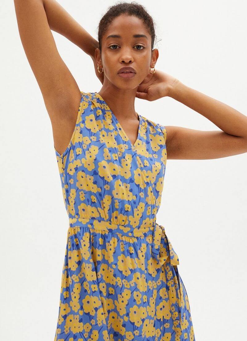 Robe portefeuille fleurie en viscose ecovero Fairtrade amapola