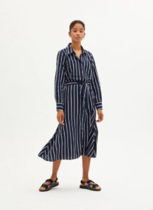Robe chemise ray e bleue marine en coton organique simone Modames