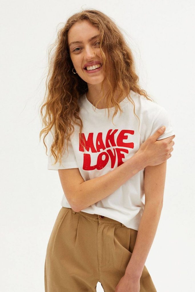 t shirt coton bio thinking mu make love