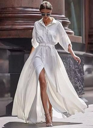 robes tendances 2022 fendue blanche style chemise longue