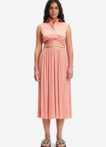 Jupe midi corail en polyester recyclé Uma personal shopper en ligne jupe longue style minimaliste conseil stylisme color block