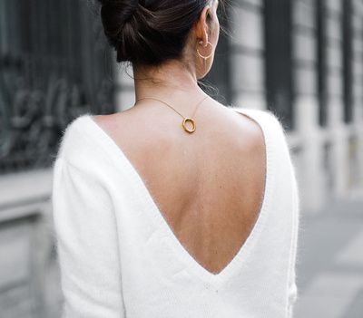 dos nu pull blanc maille laine certifiée ton blanc conseil mode