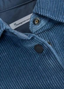 Surchemise en velours côtelé bleue coton bio Corduroy Overshirt bouton tout le long col chemise traditionnelle