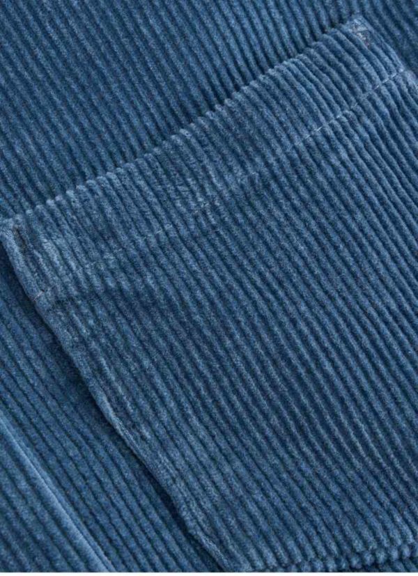 Surchemise en velours côtelé bleue coton bio Corduroy Overshirt détail cotelé poche coton bio